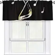 LHBWCVN Music Notes Valances for Windows, Rod Pocket Window Treatment Drapes Farmhouse Kitchen Curtains Short Blackout Window Curtains for Living Room Bedroom Decor 54x18 Inch