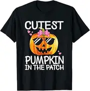 [X.Style] Cutest Pumpkin in The Patch Kids Girls Halloween Pumpkin ds247 T-Shirt (S) Black