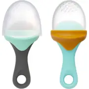 2pc Boon Pulp Silicone Feeder Fruit/Vegetable Pacifier Baby 6m+ Mint/Charcoal