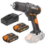 WORX 20V Compact 13mm Drill Driver w/ 2xPOWERSHARE™ Batteries & Charger- WX108.B