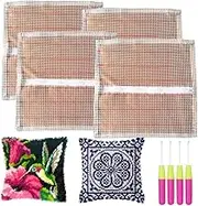 4Pcs Pillow Case Making DIY Kit Tool Embroidery Crafts, Latch Hook Mesh Making Blank Rug Canvas Mesh, Hook Canvas, Hook Rugs, Rug Hooking Tool, Rug Hooking Mesh Canvas, Rug Making