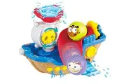 Play Bath Raiders Boat Toys - First Tub Tugs Educational Tugboat Toys for Boys Girls 6 Months Plus - DIY Wall Suction Tracks Waterfall Spinning Gear Bathtub Toys Gift Newborn Babies Infants