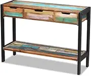 Sideboard, Reclaimed Wood, 3 Drawers, Vintage Steel Frame Side Table for Living Room, Kitchen, Console Entryway Storage
