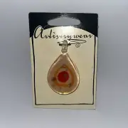 Artistrywear Hand Blown Glass Pendant Unique Design Orange 2”