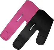 HONMEET Mask Thin Face Strap v Face Mask Chin Slimmer Elastic Fit Black Rosy 2 Pieces
