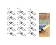 Hanging Clips Pins Laundry Windproof Clamp Stainless Steel Clothes