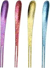 RUNGEASINI 4-Pack Titanium Spork Ice Cream Spoon & Fruit Fork Set for Gelato Sorbet Camping Cutlery Lightweight Durable Travel Utensils, Dishwasher Safe RT030T (4-Pack)