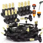 1/4" Hose Brass Nozzle Atomize Spray System Lawn Misting Cooling Irrigation Kit