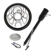 Tilt Manual Black 28"Steering Column & 14" 9 Holes Steering Wheel & Horn Button