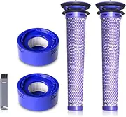 Vacuum Filter Replacement Kit for Dyson V7, V8 Animal, V8 Absolute & SV10 Cordless Vacuum - 4-Pack, Includes 2 Post Filters and 2 Pre Filters - Replaces Part # 965661-01 & 967478-01
