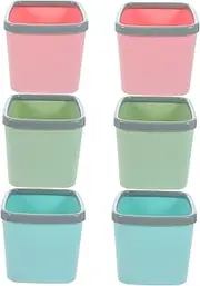 MAGICLULU 6pcs Square Small Trash Can Office Garbage Can Trashcan Garbage Bin Garbage Bag Small Trash Can with Lid Countertop Car Trash Can Pet Disposal Basket Mini Plastic