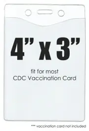 10 25 50 100 CDC Vaccination Record Card Badge Holders Vertical 4" x 3" for ID