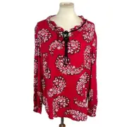 NWT St John’s Bay Floral Peasant Top Size XL Rayon Red Boho Floral