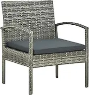 VRAXO Garden Chair with Cushion Poly Rattan Grey -7KG,45796