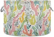 Yoogain Coral Seagrass Light Color storage basket foldable and waterproof baskets for shelves with sturdy handle bag medium shelving for kitchen garage nursery