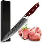 Chef Knife 8 in Stainless Damascus Chef Knife Japanese Kitchen Knife w/ Sheath