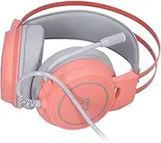 Gaming Headset Over-Ear Gaming Headphones Bendable Earphone USB 7.1 Headphone with Mic Stereo Sound Headset, Lightweight Breathable, for PC, Laptop,Tablet (Pink)