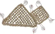 JUMPLAWN 1Set Lizard Hammock Woven Pet Mat for Geckos Bearded Dragons Iguanas Easy Install with Suction Cups Reptile Resting Exercise Light