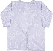 Bibbrella Premium Baby Led Weaning Bib - Full Coverage with Lap Protection - Water-Resistant Long Sleeve Smock - Mess-Proof Feeding for Infants & Toddlers 6-36 Months - Lilac Butterflies