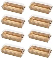 Hewnda 20 Pack paper cake box sushi small pastry Clear Lid Plastic Container, kraft paper box with polyester coating, suitable for hot dogs, sandwiches, French fries, muffins