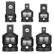 6 Piece impact Socket Adapter and Reducer Set, 1/4", 3/8", 1/2" Chrome