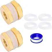 2Pack 1/4" Female NPT and 1/2" Male GHT Bulk Head Pipe Fitting Bulkhead Tank Fitting Coupler Coupling With 4 Silicone gasket