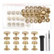 24Set Leather Snap Fasteners Kit 10mm Metal Snap with 3 Setter Tools Gold