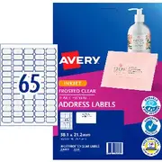 Avery 65UP Inkjet Address Labels Clear 25 Sheets