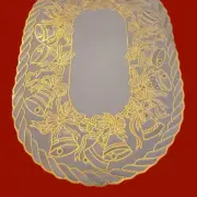 Vintage Christmas Placemats Gold Bells & Ribbon 6 Pc Set Frosted Plastic -NEW-