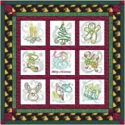 Quilt Kit Christmas Magic with 9 Finished Embroidery Blocks