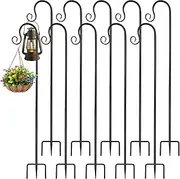 Gezen 10 Pack Shepherds Hook for Outdoor Bird Feeder Pole 47inch, Rust Resistant Metal Garden Hook, Outdoor Plant Hanger for Lanterns, Solar Lights, Mason Jars, Weddings Decor, Adjustable, Black