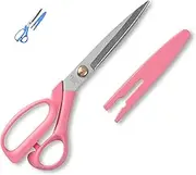 Fabric Sewing Scissors All Purpose Tailor Scissors Heavy Duty, 9" Stainless Steel Ultra Sharp Blade Scissors for Office Craft,Comfort-Grip Handles,with Protective Cover Pink or Blue