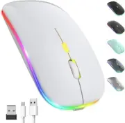 LED Wireless Mouse, Rechargeable Slim Silent Mouse 2.4G Portable Wireless