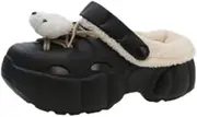 [Dikermoon] Colorful Warm Lined Clogs, Slip-on Soft-Soled Thick-Soled Non-Slip Plush Shoes, Winter Plush Closed Toe Shoes