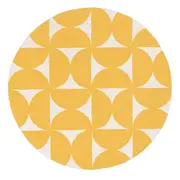Loopsie Zaki Yellow and Ivory Geometric Washable Round Rug