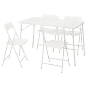 TORPARÖ table+4 folding chairs, outdoor, white/white, 130x74 cm