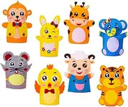 Kisangel 8Pcs Non Woven Hand Puppet DIY Material Bag Creative Cartoon Sewing Stickers Weaving DIY Materials for Educational Engaging Craft Kit for Boys