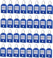 Homoyoyo 50pcs Key Card Label Number Key Ring Tags Colored Labels Small Ring Keychain Tag Black Keychain Accessories Split Abs Blue
