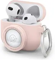 elago Snapshot Compatible with AirPods 3 Case, Compatible with AirTags - Cute Camera Design with Keychain, Durable Silicone, Supports Wireless Charging - Tracking Device Not Included (Sand Pink)