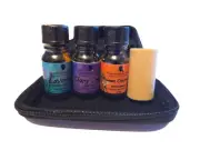 Balancing Trio of Lavender, Clary Sage & Roman Chamomile + Case + Wood Diffuser