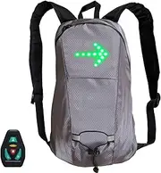 zolyet Turn Signal Backpack, Reflective Knapsack with Light Remote Control, Hiking Travel Pack Accessory for Men and Women Gray
