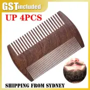 UP 4PCS Men Handcrafted Sandalwood Anti-Static Wooden Beard Mustache Hair Comb