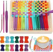 Aeelike Weaving Loom Kit for Kids, Potholder Wood Loom Kits Including 192 PCS Colorful Craft Loops for Girls Boys Ages 5-12 Activity, Durable & Perfect Kids Gift & Happy Time