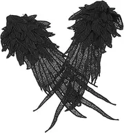 Angoily 1 Pair DIY Angel Wing Embroidered Patches Black Lace Appliques for Clothing Decor for Costumes and Creative Projects Skin Friendly and Durable