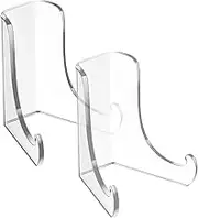 Small Acrylic Stand | 2X Transparent Decorative Stable Frame Holder | Deep Support Ledges Stand, Picture Drawing Display for Workplace, Home, Shelf, Desk