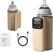 Portable Bottle Warmer for Travel, USB Rechargeable Baby Milk Warmer, Fast Heating, Constant Warming, Temperature Display, Fits Most Bottles