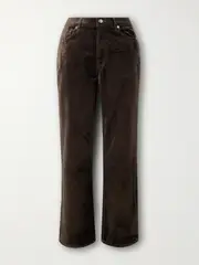 [FRAME] FRAME - Le Sleek Cropped Cotton-blend Velvet Bootcut Pants - Brown - 24 24 Brown