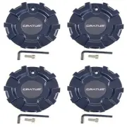 Cratus Wheels Matte Black Custom Wheel Center Cap # CR 106-CAR (4 CAPS)