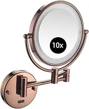 Smart Sensor LED Makeup Mirror,8 inch Double-Sided Shaving Magnifying Mirror, 360° Swivel Extendable Cosmetic Mirror - for BathroomRose Gold,Plug in
