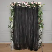 BLACK 5 ft x 10 ft Sheer Tulle Backdrop Curtain Panels Wedding Party Decorations